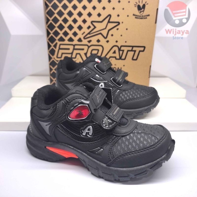 Pro Att MGP Sepatu Sekolah Anak 28-37 Hitam Polos dengan Strap Velcro Perekat Magnet Terpopuler 457