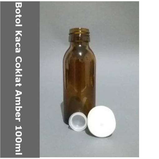 Botol sirup coklat 100ml BARU/botol kaca amber 100cc/botol kaca