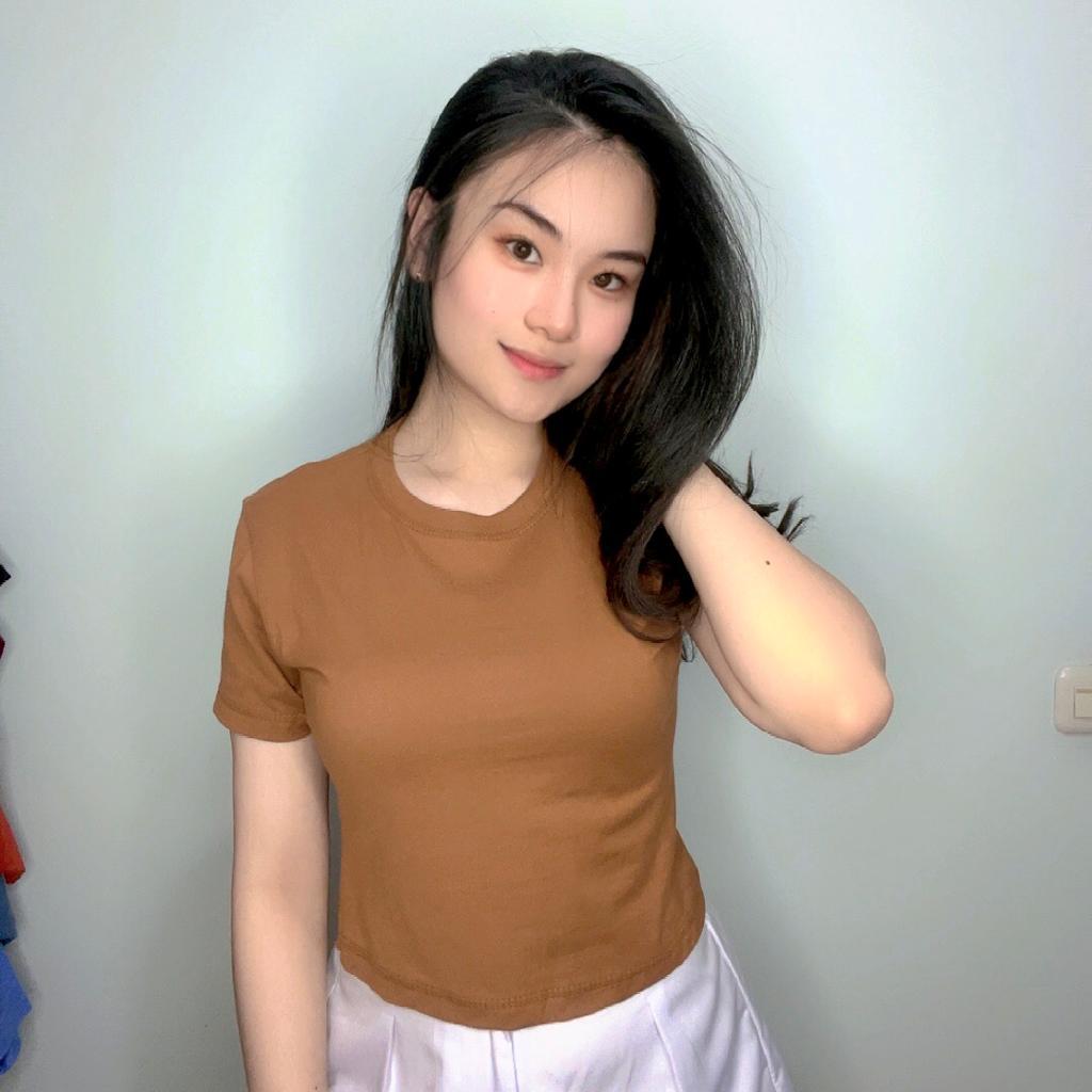 kaos crop wanita korea/crop top polos/kaos crop polos wanita/kaos rib lengan pendek/crop top  polos