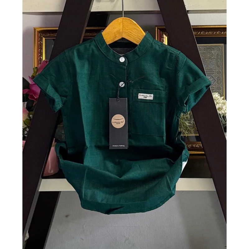 BEST SELLER KURTA ANAK LAKI-LAKI POLOS LENGAN PENDEK EMERALD BY LIBAS/kemeja anak laki-laki /libas k