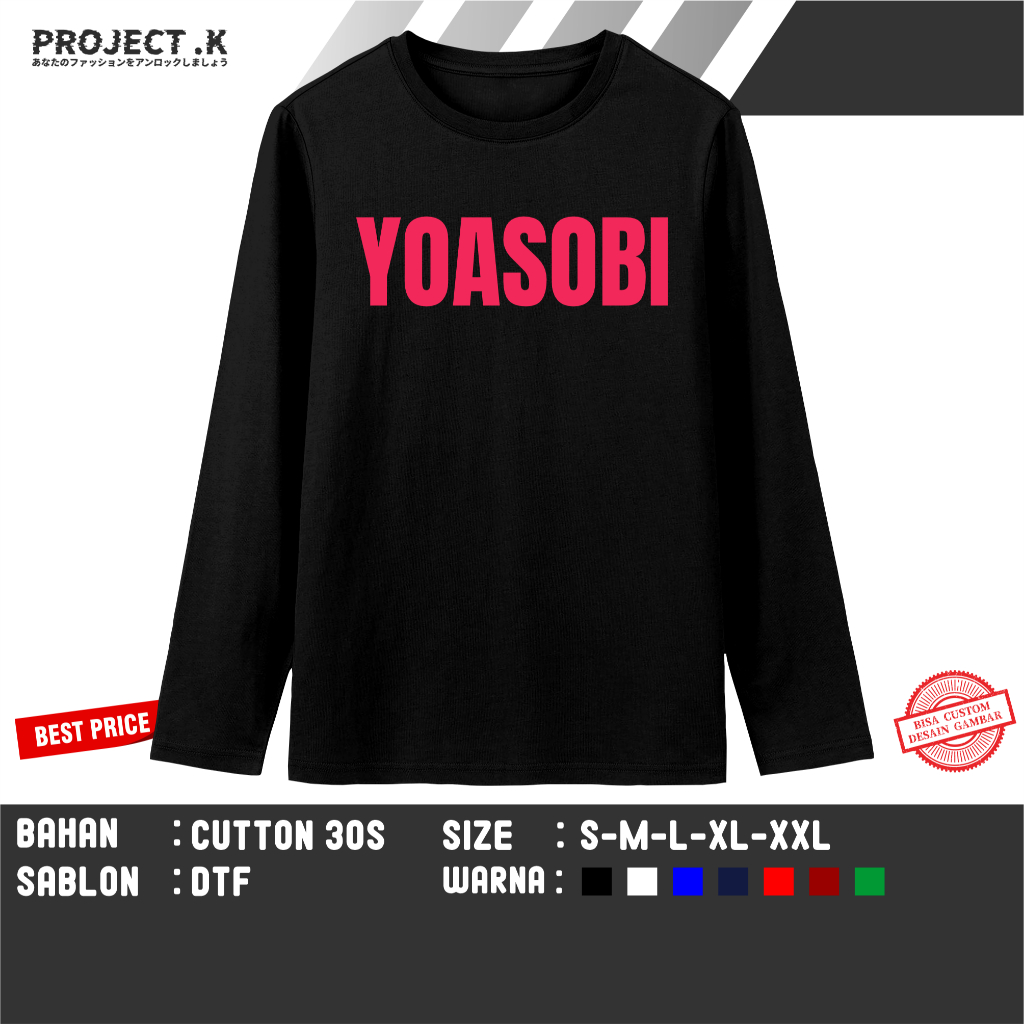 T-SHIRT KAOS DISTRO LENGAN PANJANG BAND JEPANG YOASOBI BY PROJECT K