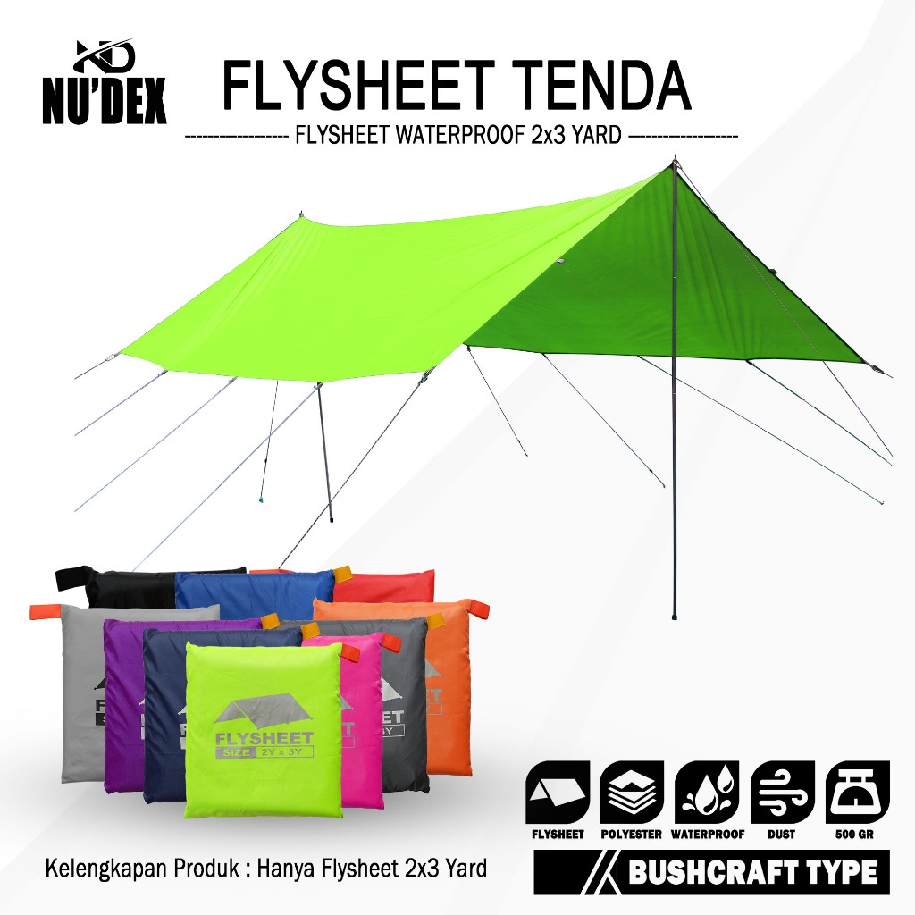 flysheet tenda 2x3 waterproof pelindung tenda flysheet outdoor size 2x3 coating silver anti sinar uv