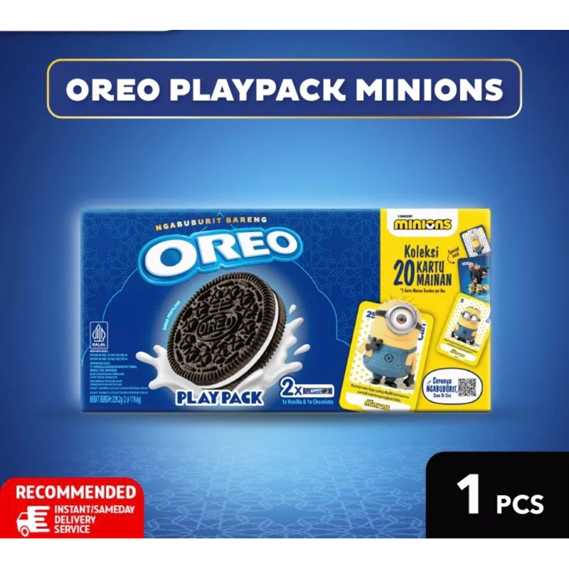 

OREO PLAYPACK/PLAY PACK BOX BISKUIT+BERHADIAH KARTU MINION HAMPERS KUE LEBARAN