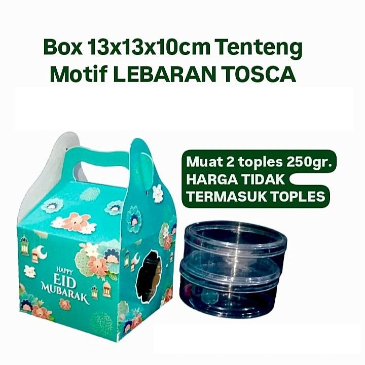 

(5 Pcs)Box Tenteng Toples 250gr Isi 2 Dus Hampers Idul Fitri 13x13x10 Cm Kotak Kuker Eid Mubarak