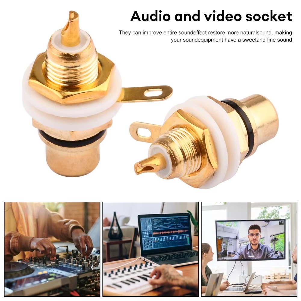 1 Set Socket Rca Gold Merah dan Hitam Set Sepasang Soket Box Power Amplifier BA-75