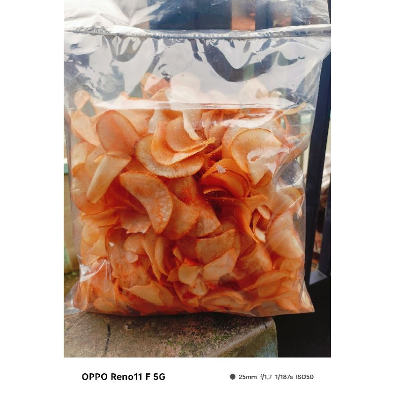 

Kripik singkong Rasa Balado manis Isi 1kg Kripik singkong Bulat Cemilan Singkong
