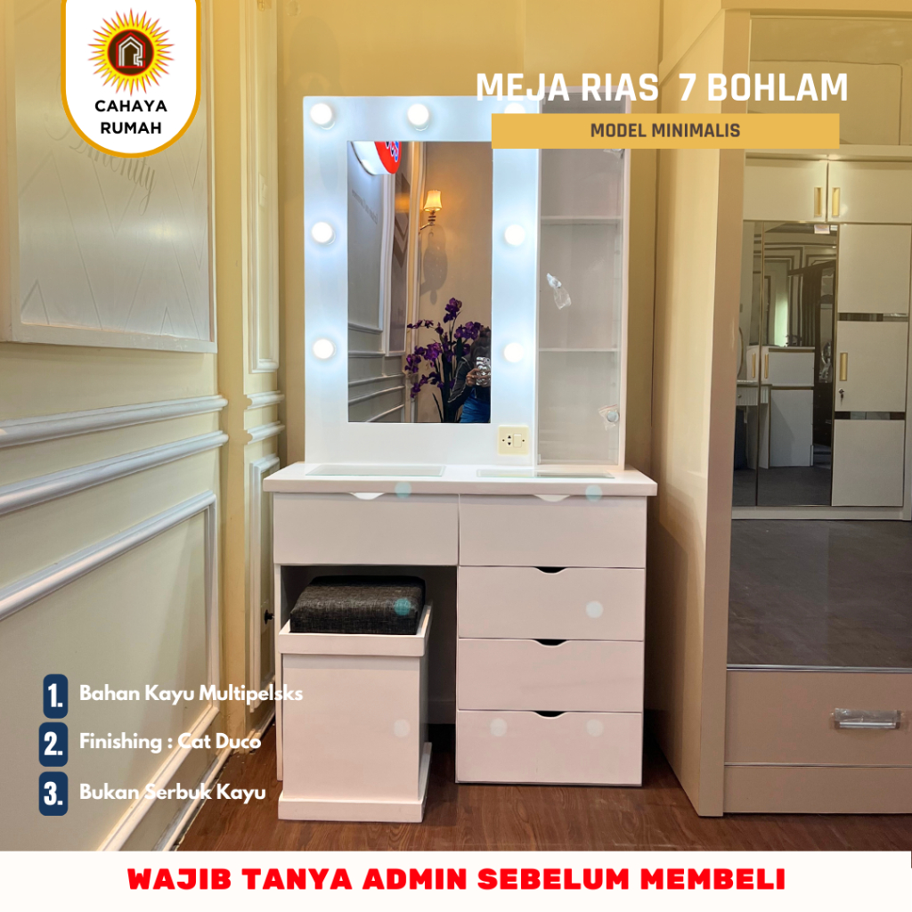 MEJA RIAS 7 LAMPU - MEJA AESTHETIC - CAHAYA RUMAH FURNITURE