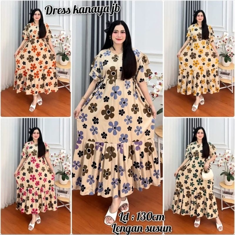 Daster Kharisma Kanaya/Home Dress Lengan Susun||Motif Bunga