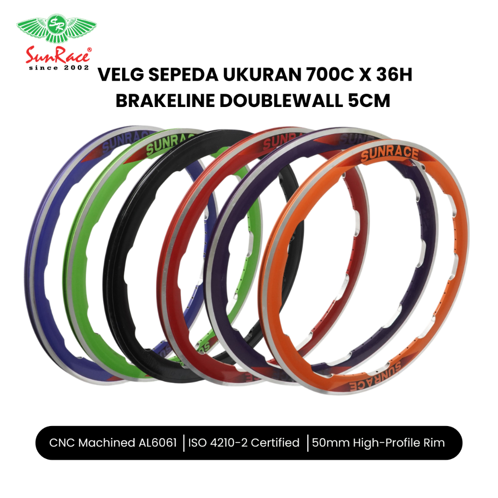 RIM / VELG SEPEDA UKURAN 700C X 36H BRAKELINE DOUBLEWALL 5CM FIXIE BALAP DLL