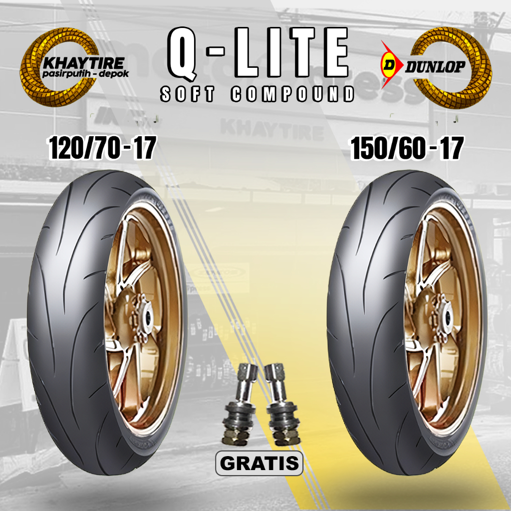 Paket Ban Soft Compound Motor Sport - Supermoto DUNLOP SPORTMAX Q-LITE 120/70-17 + 150/60-17 Tubeles