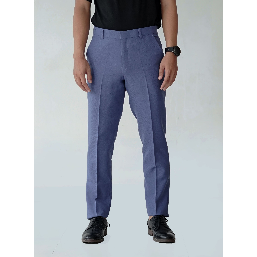 Celana Panjang Formal Pria Blue Denim | Celana Panjang Slimfit | Andre Laurent (713)