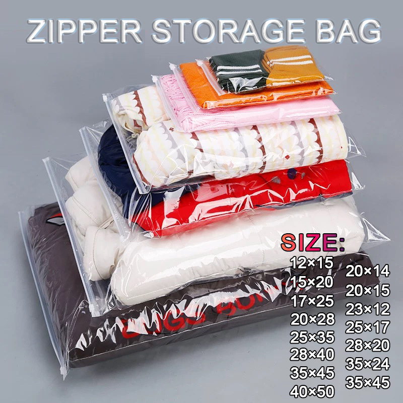 Zipper Lock / Zipper Bag / Zipper Storage Bag / Pouch Plastik Ziplock Baju ZIPPER BAG Transparan