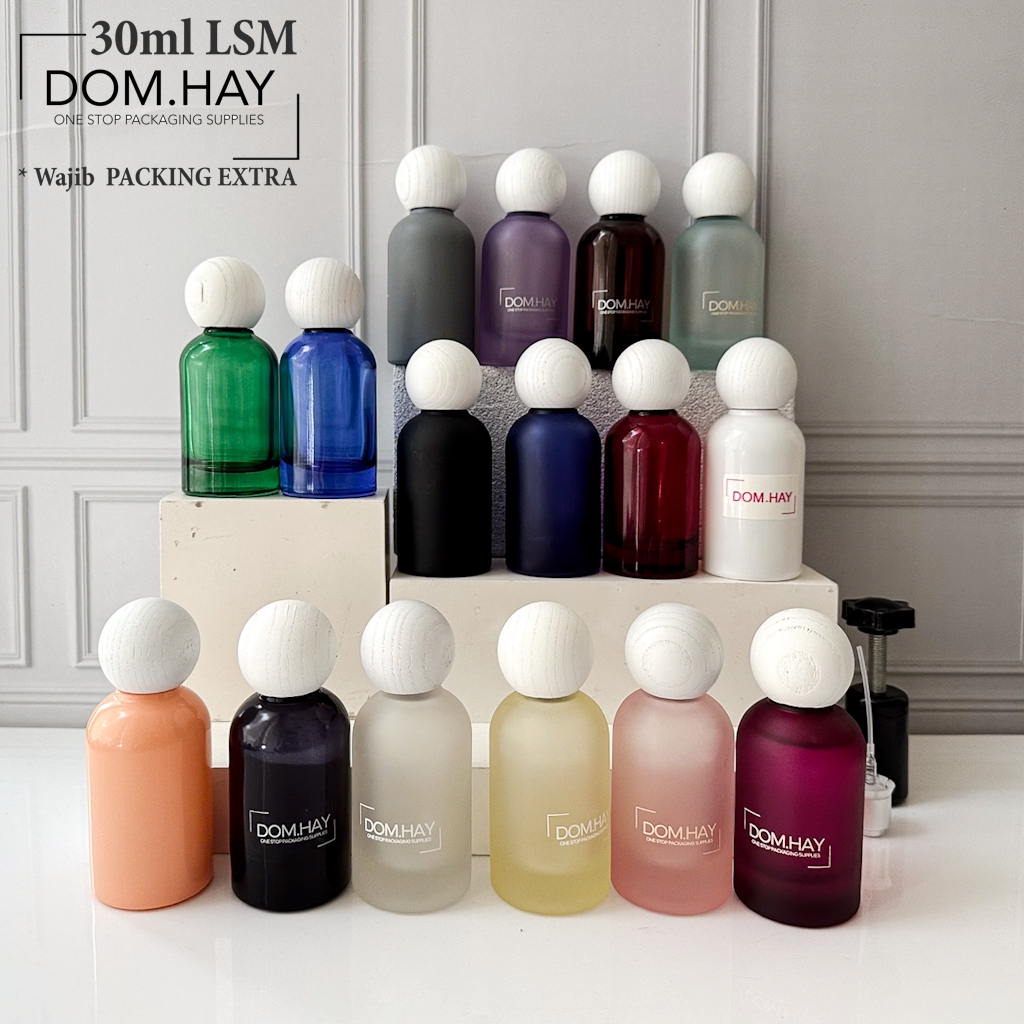 30ml LSM Bola Kayu Putih Botol Parfum Semi Press Kaca Parfume Minyak Wangi Fragrance