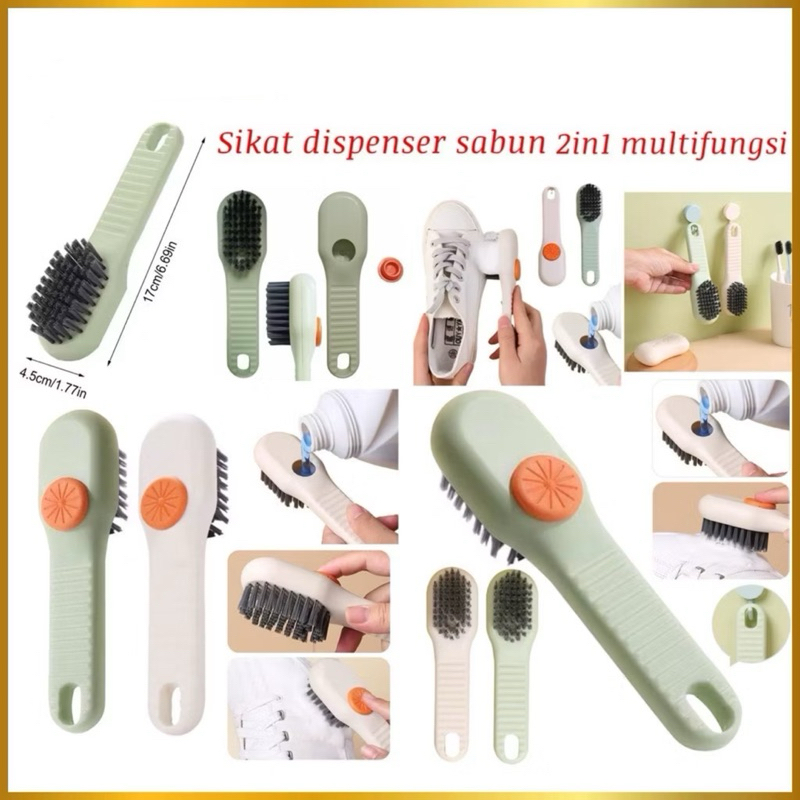 Alat Sikat Pembersih 2in1 Multifungsi Alat Pembersih Dengan Dispenser Tabung Sabun