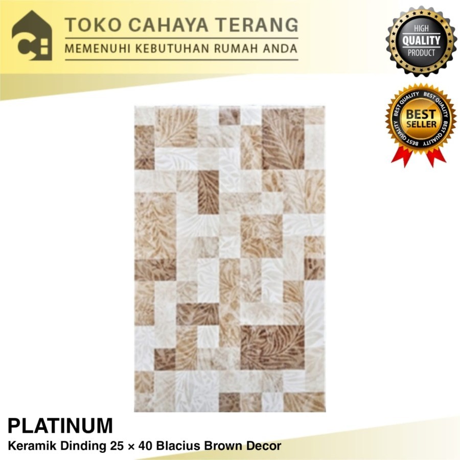 Keramik Platinum 25 x 40 Blacius Brown Decor / Keramik Dinding Glossy