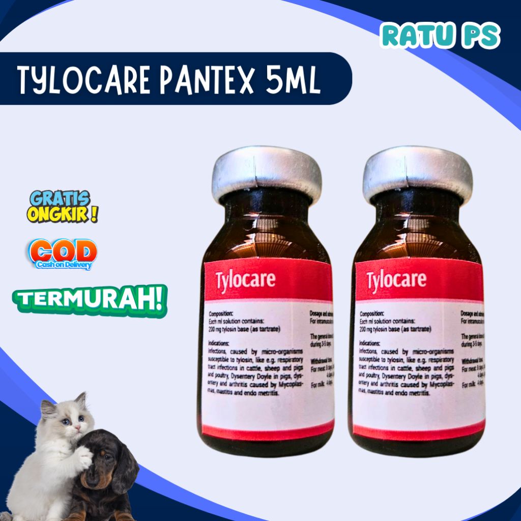 Tylocare Injeksi - Untuk Hewan PNEUMONIA - Tylosin 200 mg