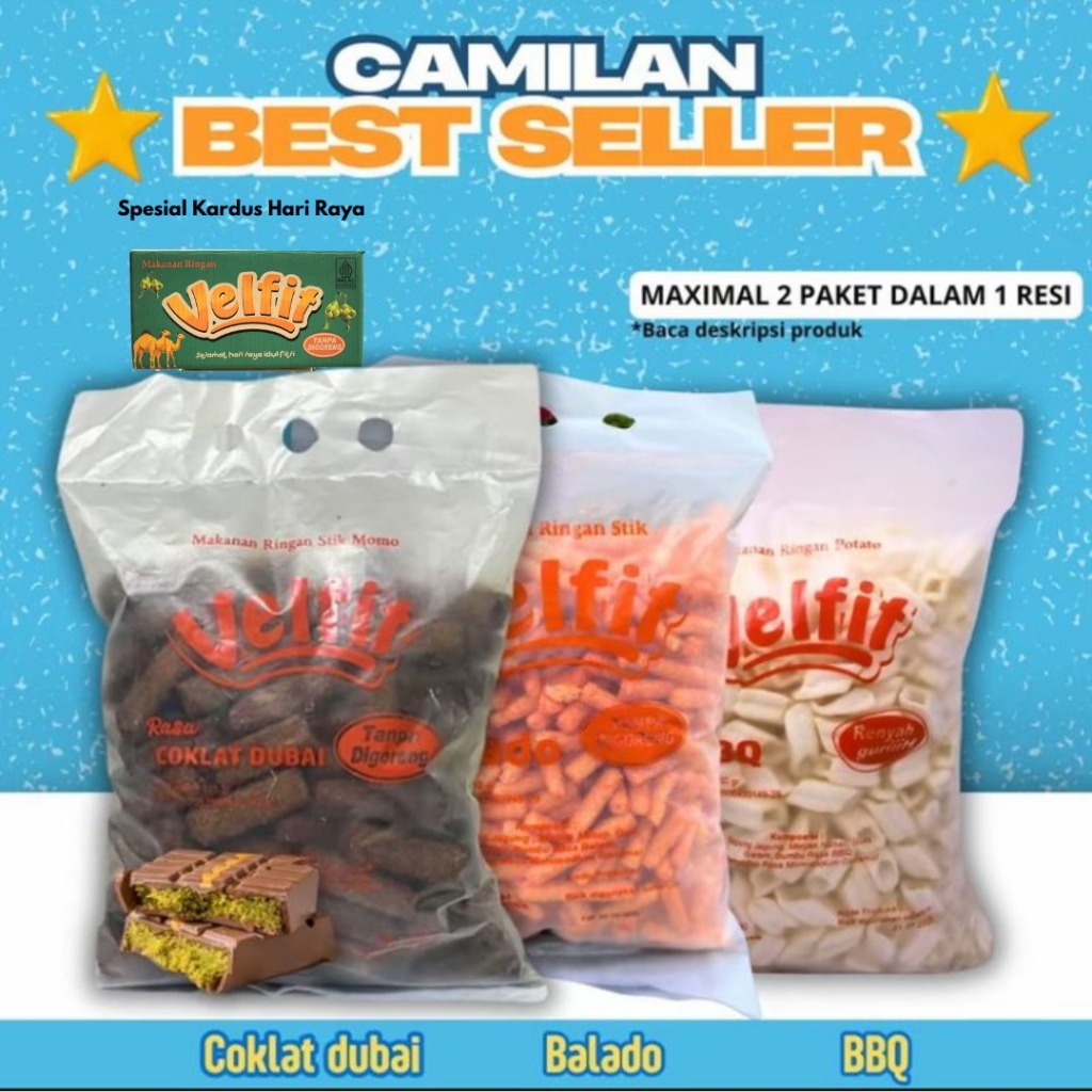 Paket camilan best seller snack potato, snack stik dan snack momo
