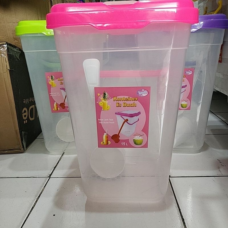 Toples Es Buah Lovenia 15 Lt / Akuarium Plastik Wadah Jualan Es Buah Kontainer toples aquarium