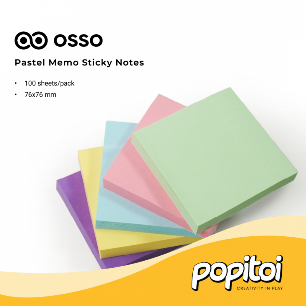 

OSSO Pastel Fluorescent Neon Memo Pad Sticky Notes (100 Sheets) Kertas Catatan Tempel Note Pos* It