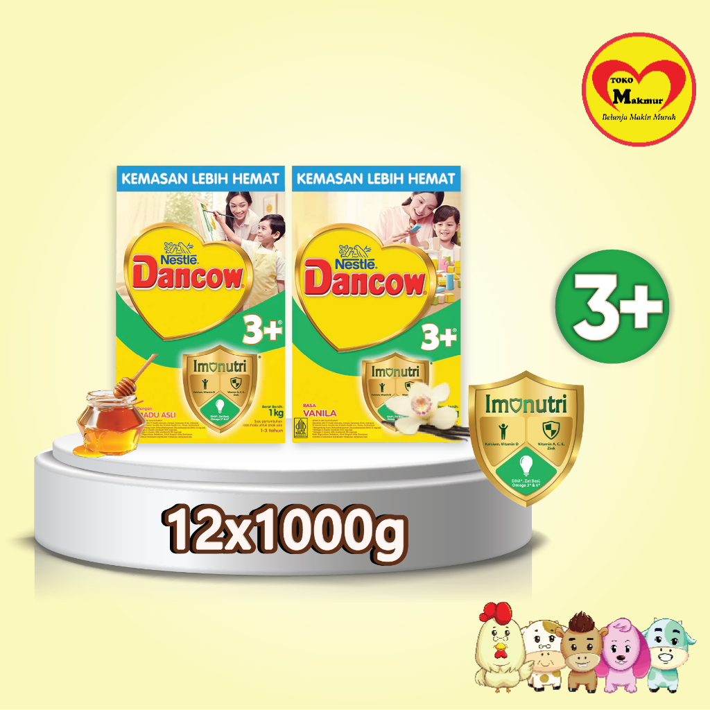 

Dancow 3+ [HARGA 1 KARTON / 1DUS @12 PCS ] Vanila / Madu 1000gr / Toko Makmur Online