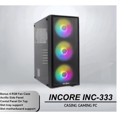 INCORE Casing Gaming TERRA INC-333 | PC Gaming Case Kaca Aquarium Glass RGB