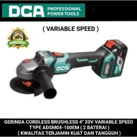 DCA gerinda cordless brushless 4" 20V jaminan asli original