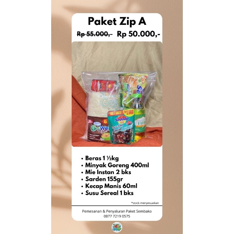 

Paket Sembako / Parcel Sembako / Parcel Lebaran / Sembako -- Paket Zip A