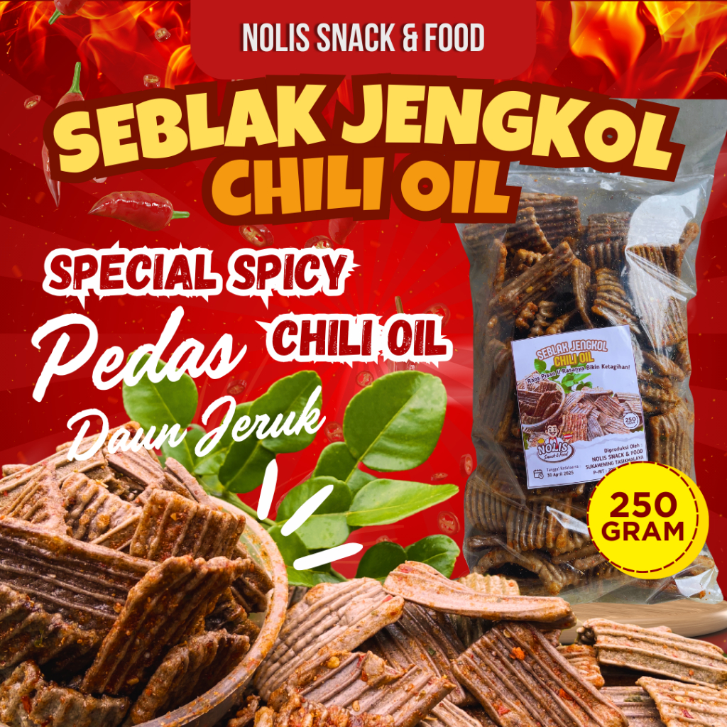 

250gr - Sebring Kerupuk Jengkol Special Pedas Chili Oil Daun Jeruk // Seblak Sisir // Kerupuk Asbes