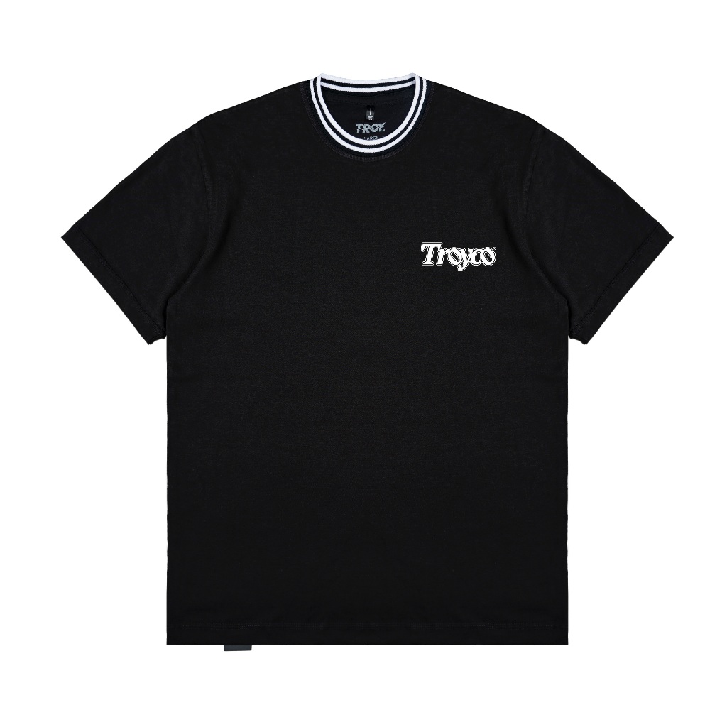 Troy Company Neck Strip Tshirt Black Ecoute - Kaos Lengan Pendek Kaos Hitam KST 3034-2B2W