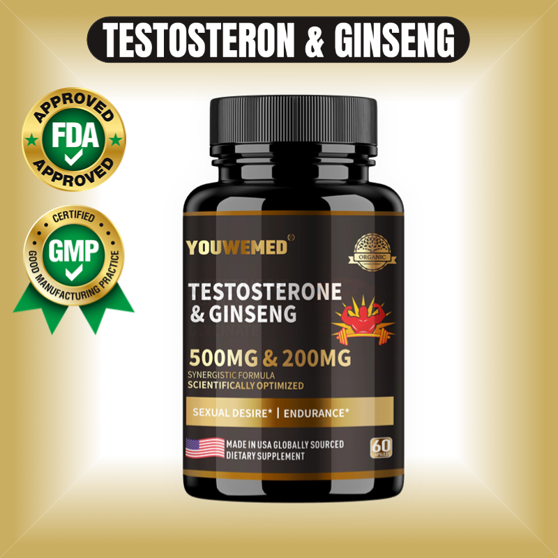 Testosteron + Ginseng, Menstimulasi Hormon & Meningkatkan Kesehatan Pria, 60 Kapsul