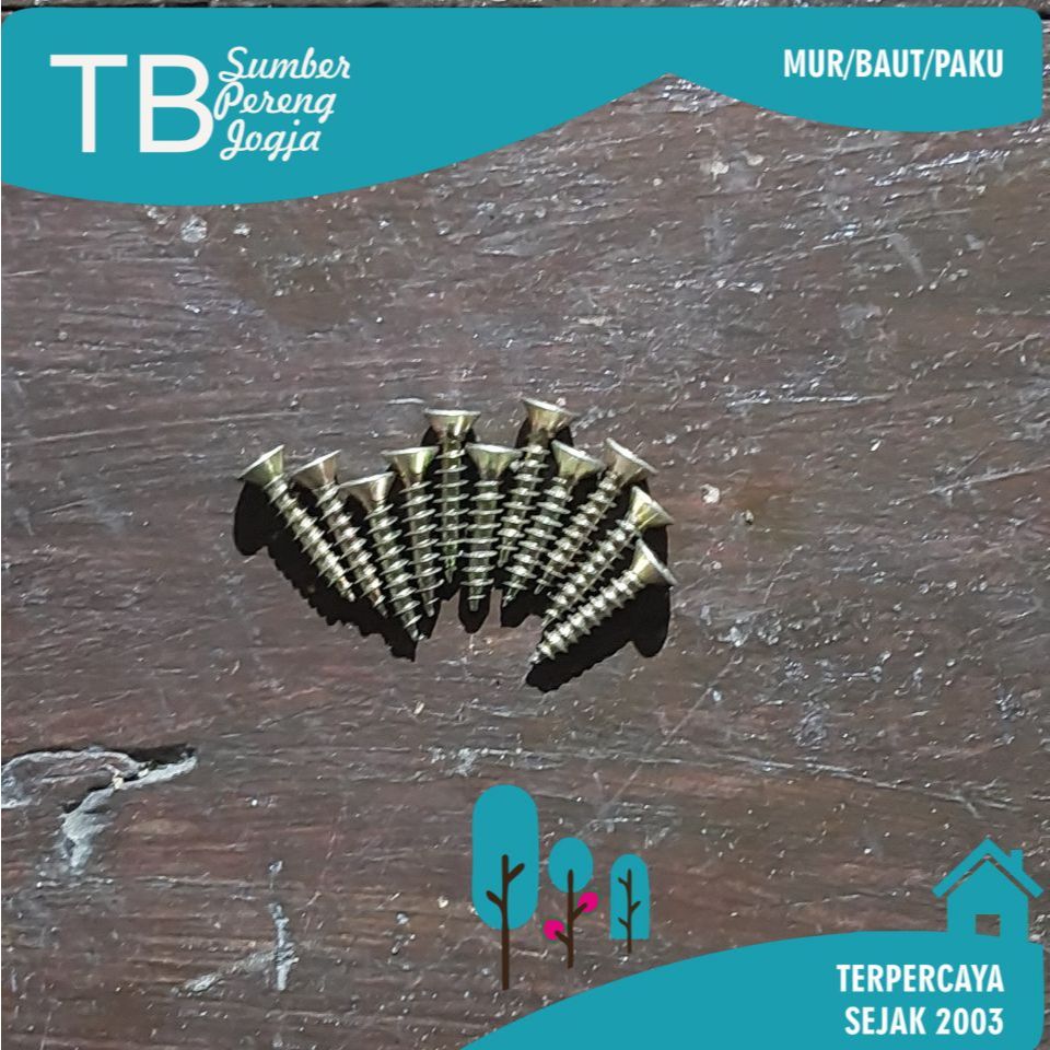 Sekrup Grc Kalsi board Plafon Kuningan 6 x 1 Inch Panjang 2 Cm Obeng Plus (harga 10 pcs)