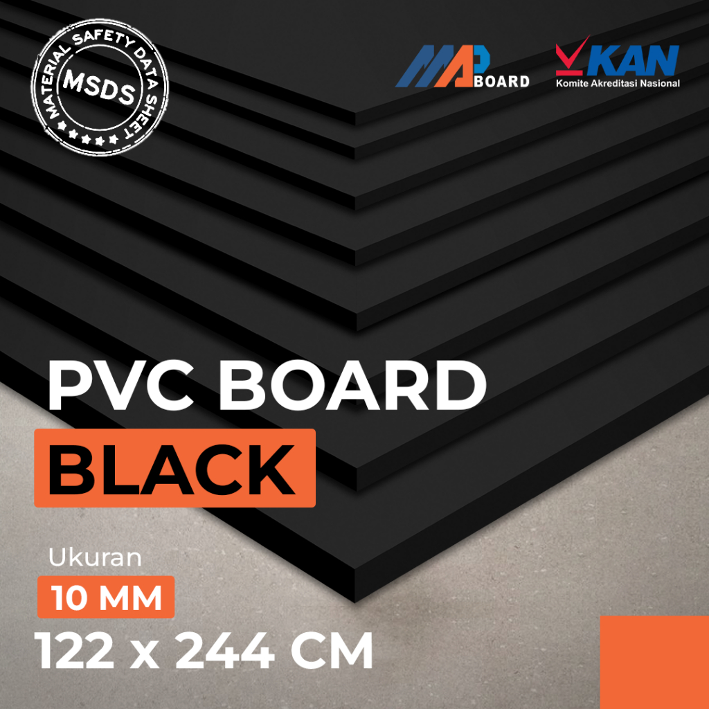 Lembaran PVC Foam Board Hitam Keras | 10mm Ukuran 122x244