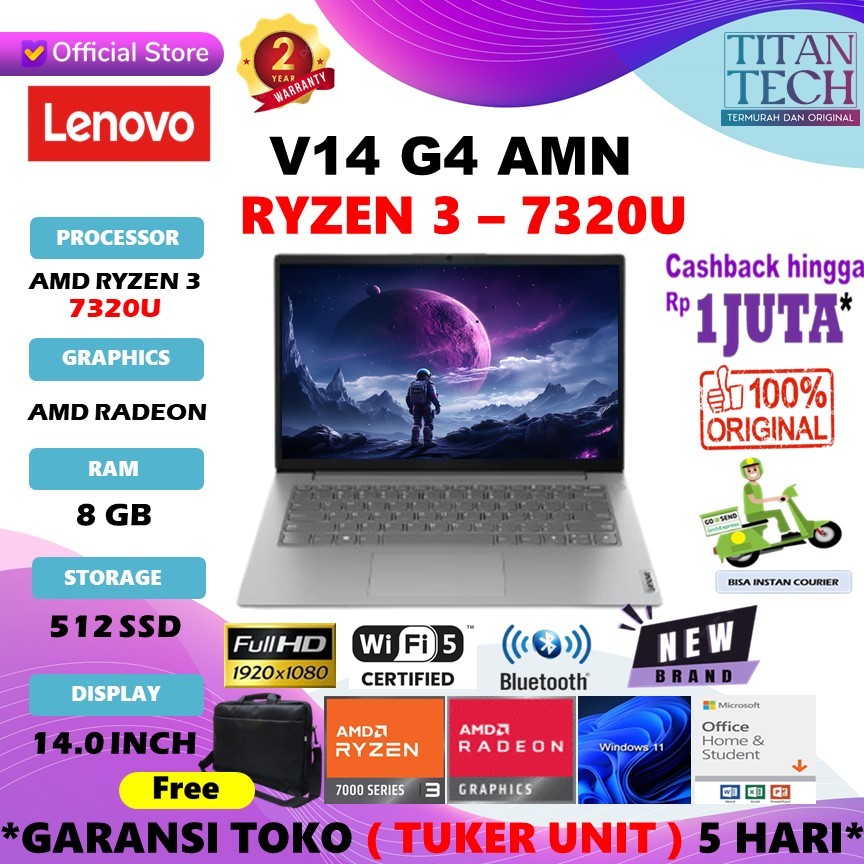 LENOVO V14 G4 AMD RYZEN 3 7320U 8GB 512GB 14.0FHD W11+OHS