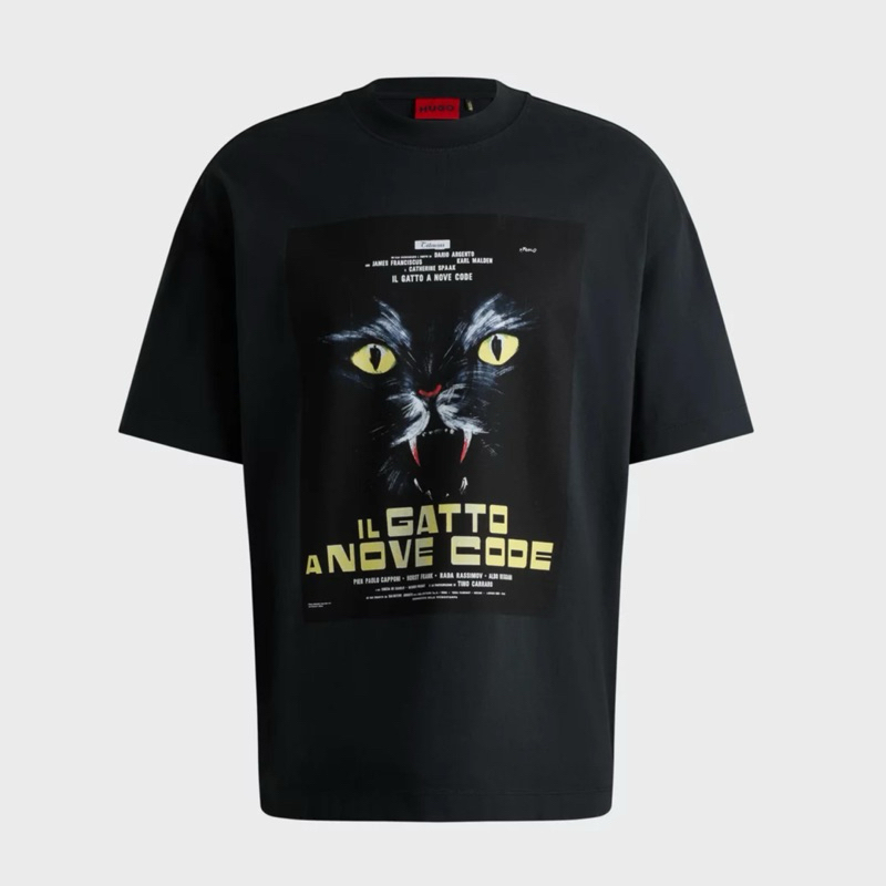 hugoo cotton jersey t shirt with 70S film artwork tee