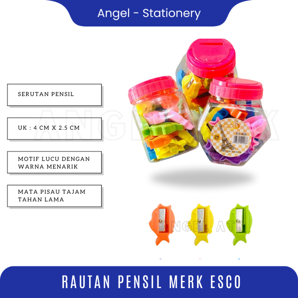 

1 Toples ( 24 Pcs ) Serutan Esco / Rautan Pensil Karakter / Motif Karakter Lucu / Serutan Pensil Manual / Peruncing Pensil / Cash On Delivery / Atk Blessing