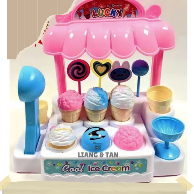 Mainan anak gerobak es krim / ice cream set nyala n bunyi terlaris Li 1