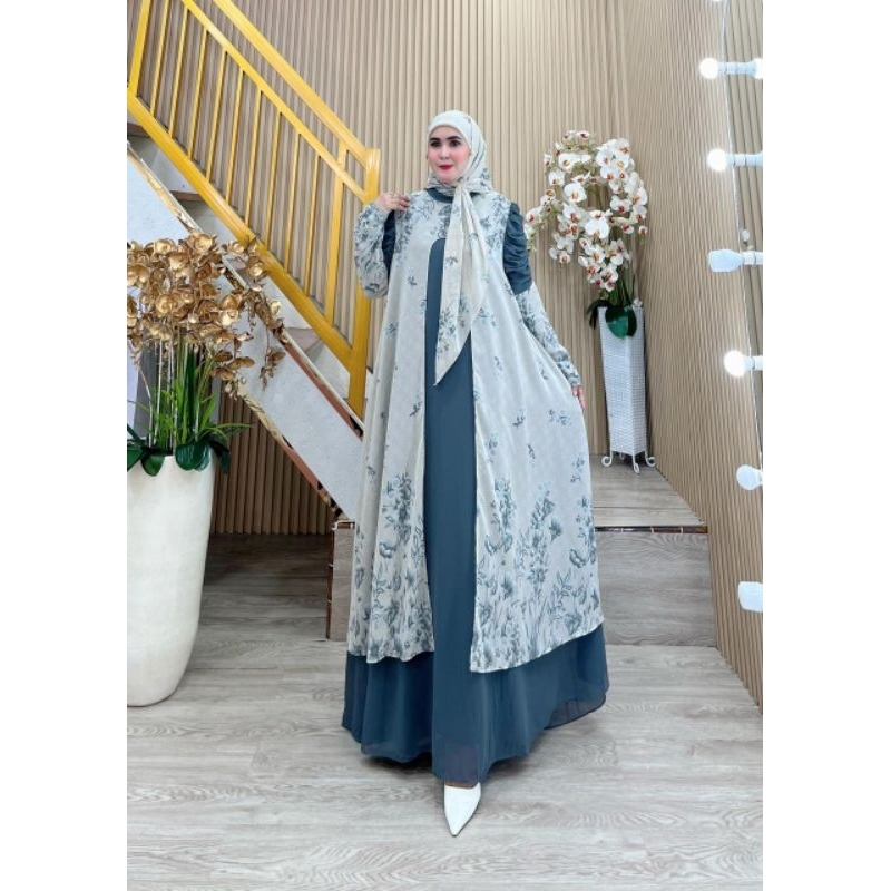 GAMIS MAYRA SET 2 IN 1 GAMIS SYARI ORIGINAL GAMIS + HIJAB CANTIK ELEGAN MEWAH BEST SELLER EDISI LEBA