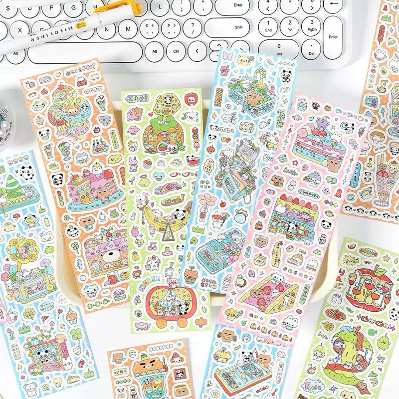 

sticker deco isi 3lembar animal panda bunny bear flower garden dekorasi journal stiker readystock B2311 B3027