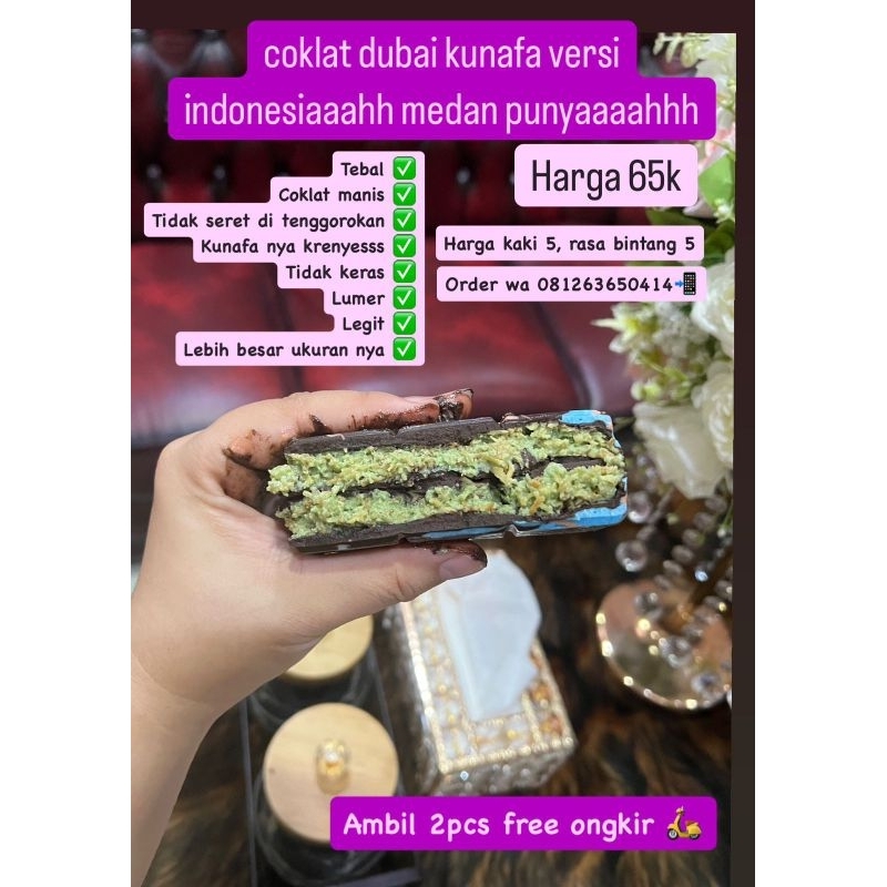 

COKLAT DUBAI KUNAFA PISTACHIO/LOTUS/CRUNCHY 250gr