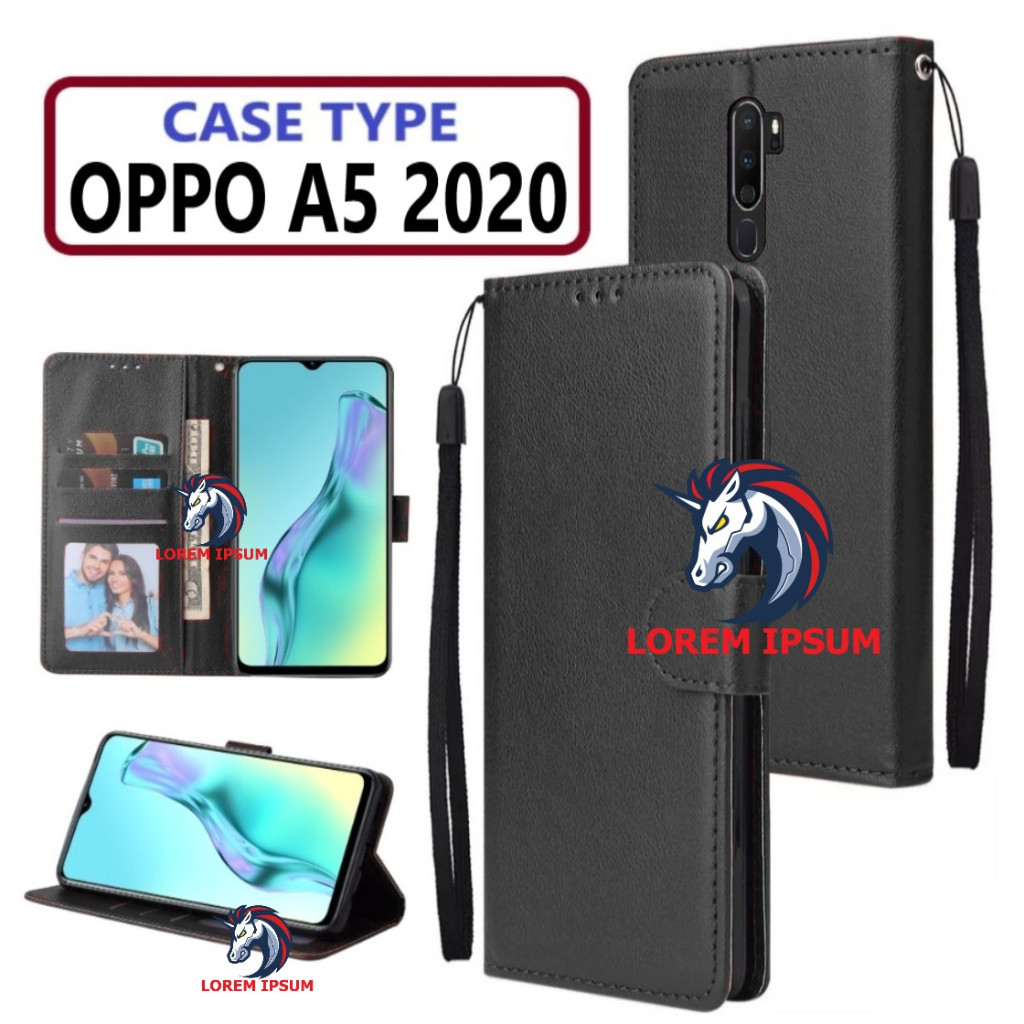LEATHER CASING OPPO A5 2020 CASE KULIT FLIP WALLET LEATHER KULIT PREMIUM SARUNG BUKA TUTUP KESING HP
