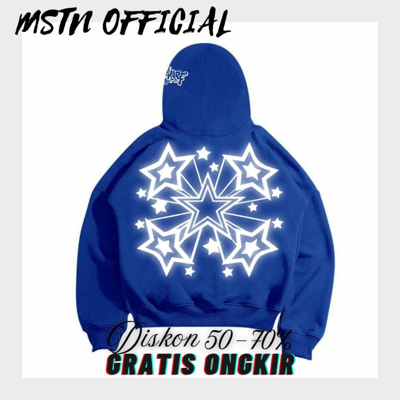 MSTN | HOODIE BOXY SQUARE BLUE | SABLON MENYALA | HOODIE BOXY | HOODIE BOXY OVERSIZE | HOODIE COWOK 