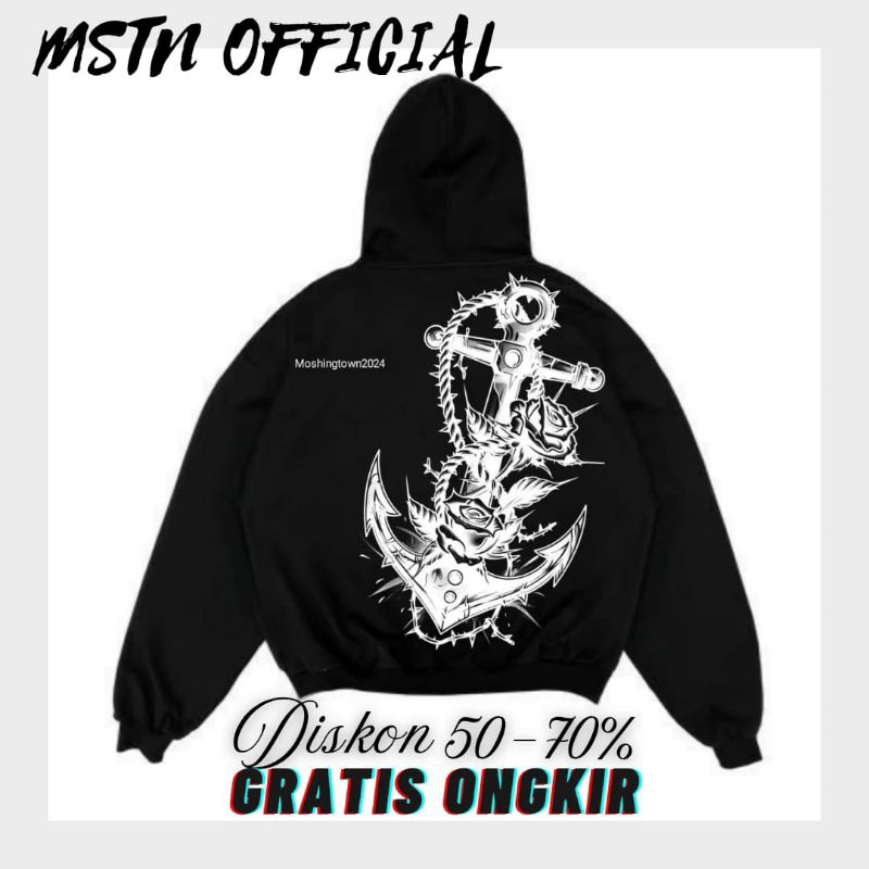 MSTN • Hoodie Boxy • Jangkar Black • Hoodie Boxy Oversize • Hoodie • Hoodie Boxy cowok dan cewek