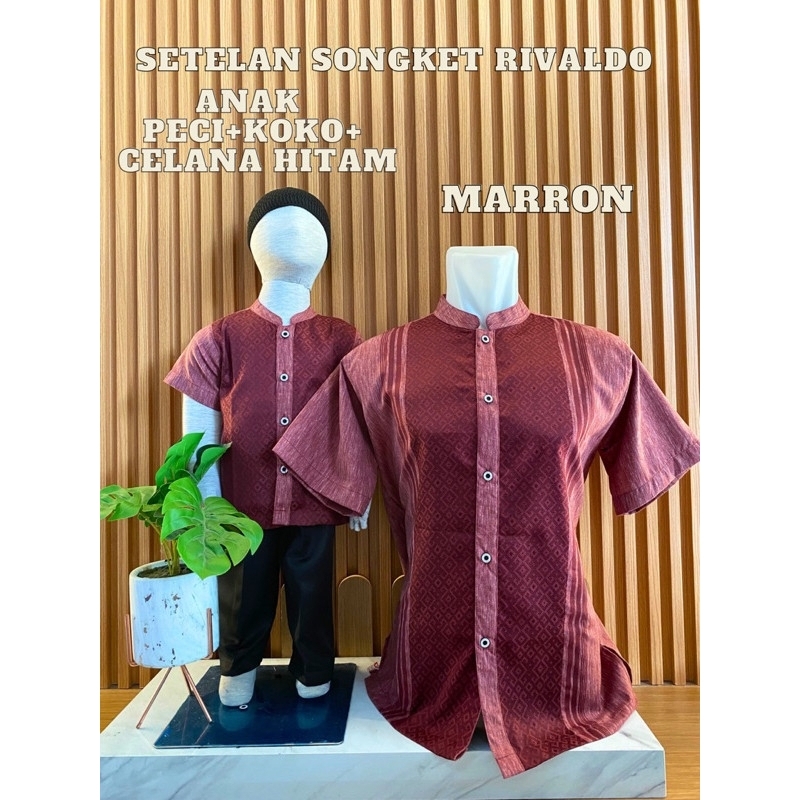Setelan songket Rivaldo Coupel ayah Kakak adik /Best seller/Koko Muslim Lebaran / koko coupel ayah k