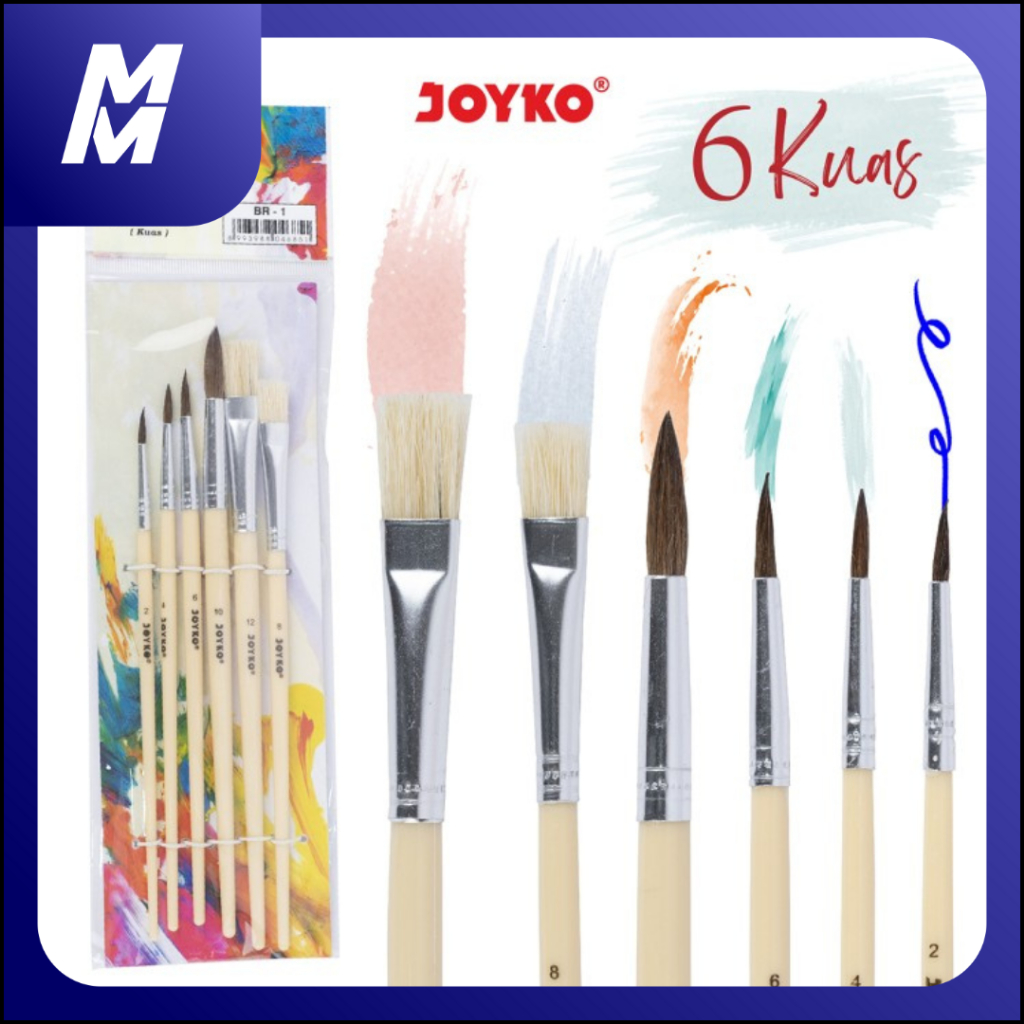 

Kuas Lukis Joyko BR1 Brush BR-1 | Melukis Cat Air | Kuas Set isi 6