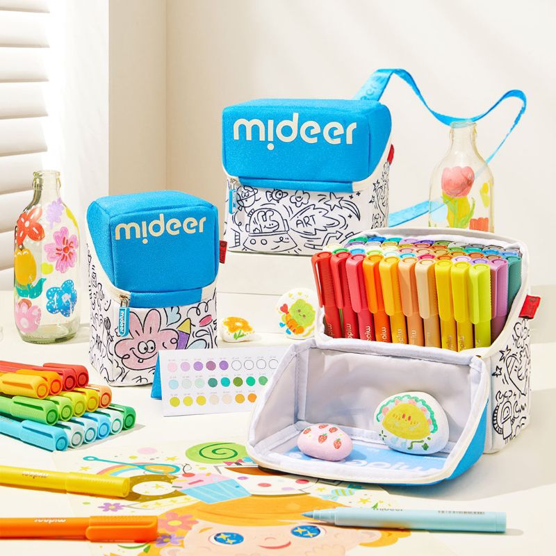 

Mideer brush tip acrylic marker with doodle bag spidol mewarna kuas water based aman untuk anak