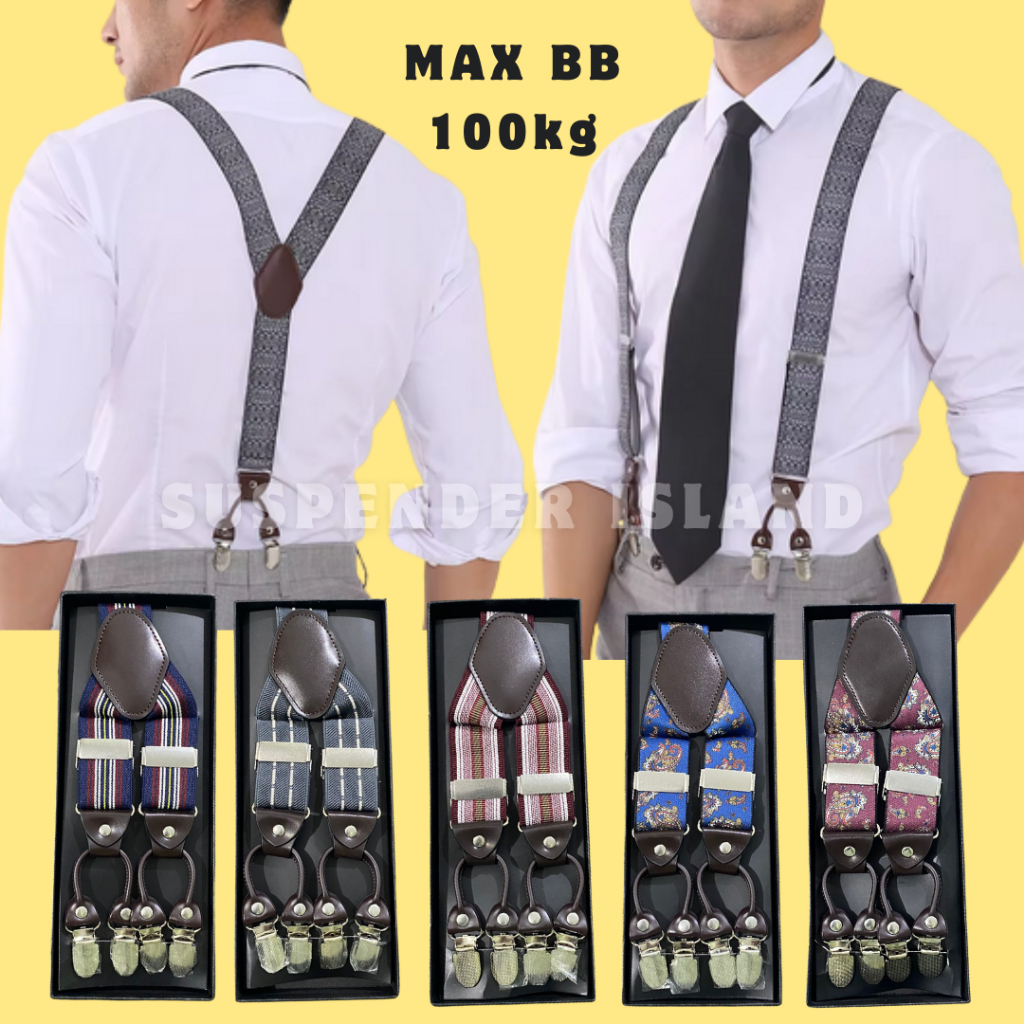 SI - SUSPENDER BESAR ANEKA MOTIF BRETEL BESAR PRIA BIRU MARUN COKLAT