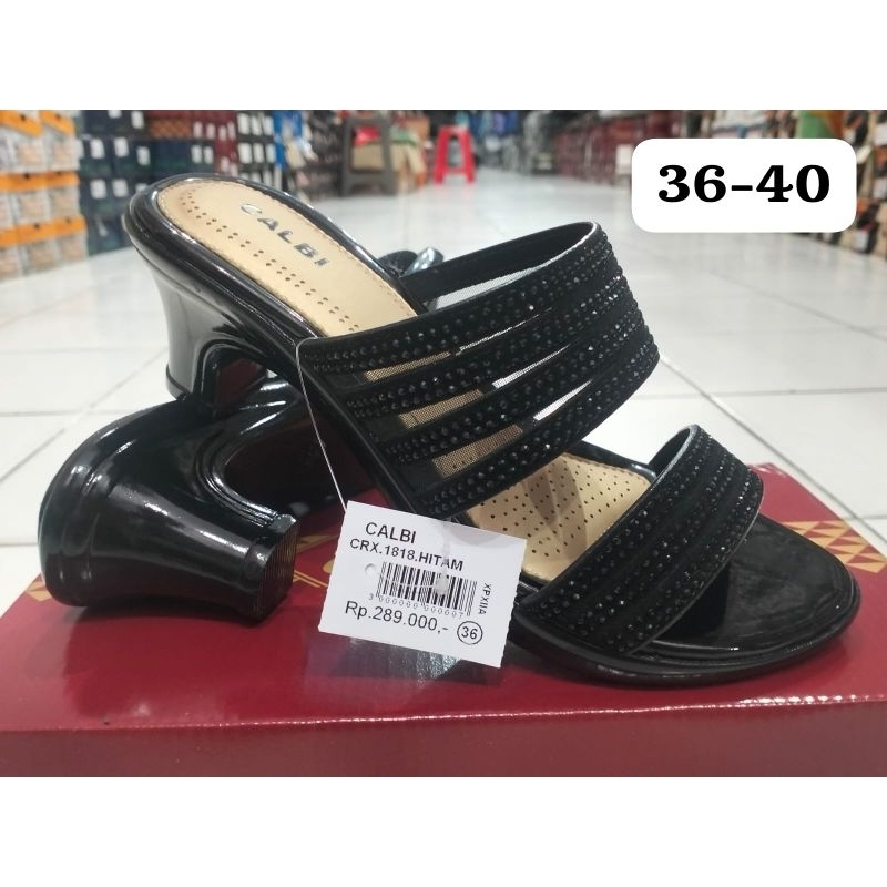 Sandal Wedges Calbi CRX 1818 Hitam Merah
