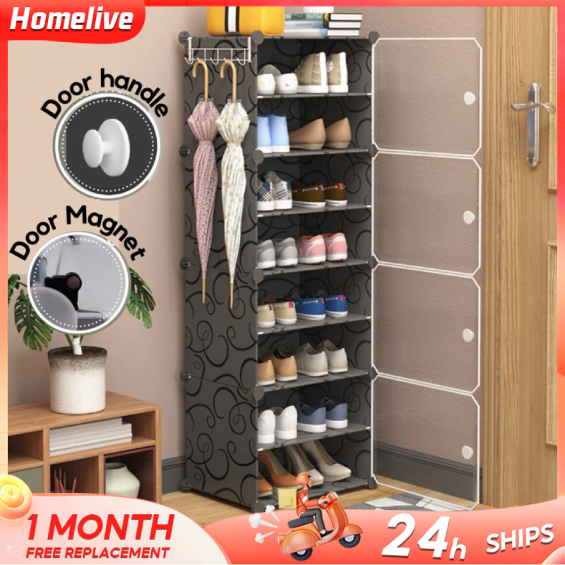 TERLARIS Rak Sepatu Tertutup Plastik Lemari Sepatu Portabel Anti debu Lemari Sepatu Tertutup