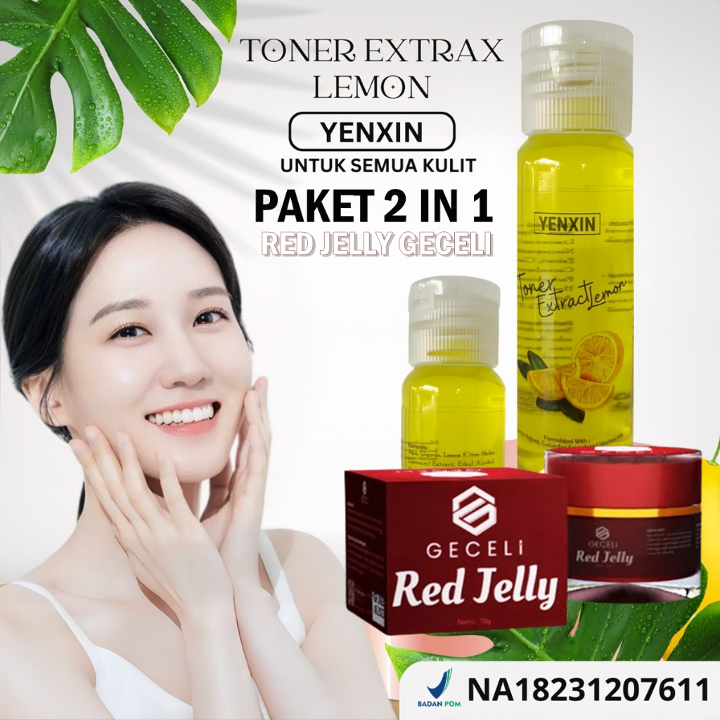 SKINCARE BIKIN GLOWING SUDAH BPOM TONER LEMON DAN RED JELLY GECELI