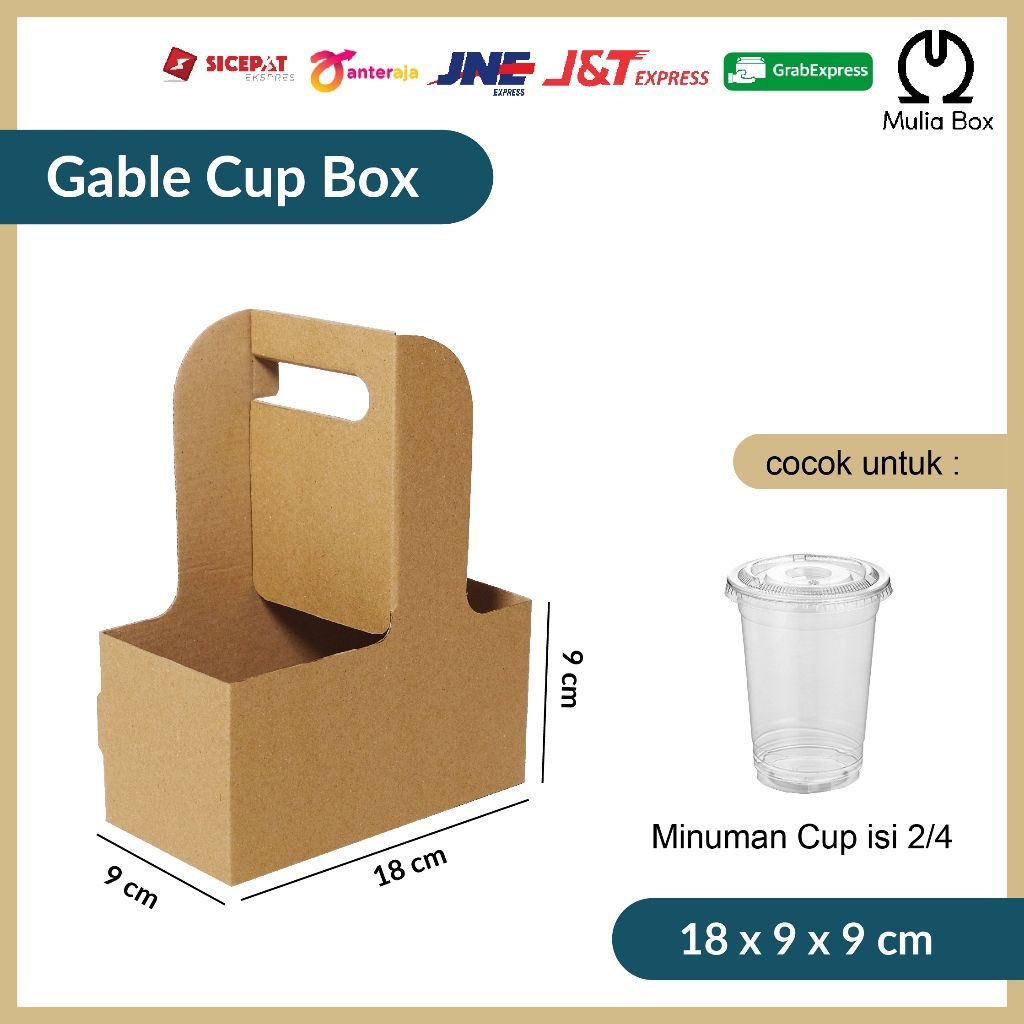 

Kardus Packing Jinjing / Gable Box 18 x 9 x 9 cm Corrugated Die Cut Kopi Cup Gelas Hadiah Bingkisan
